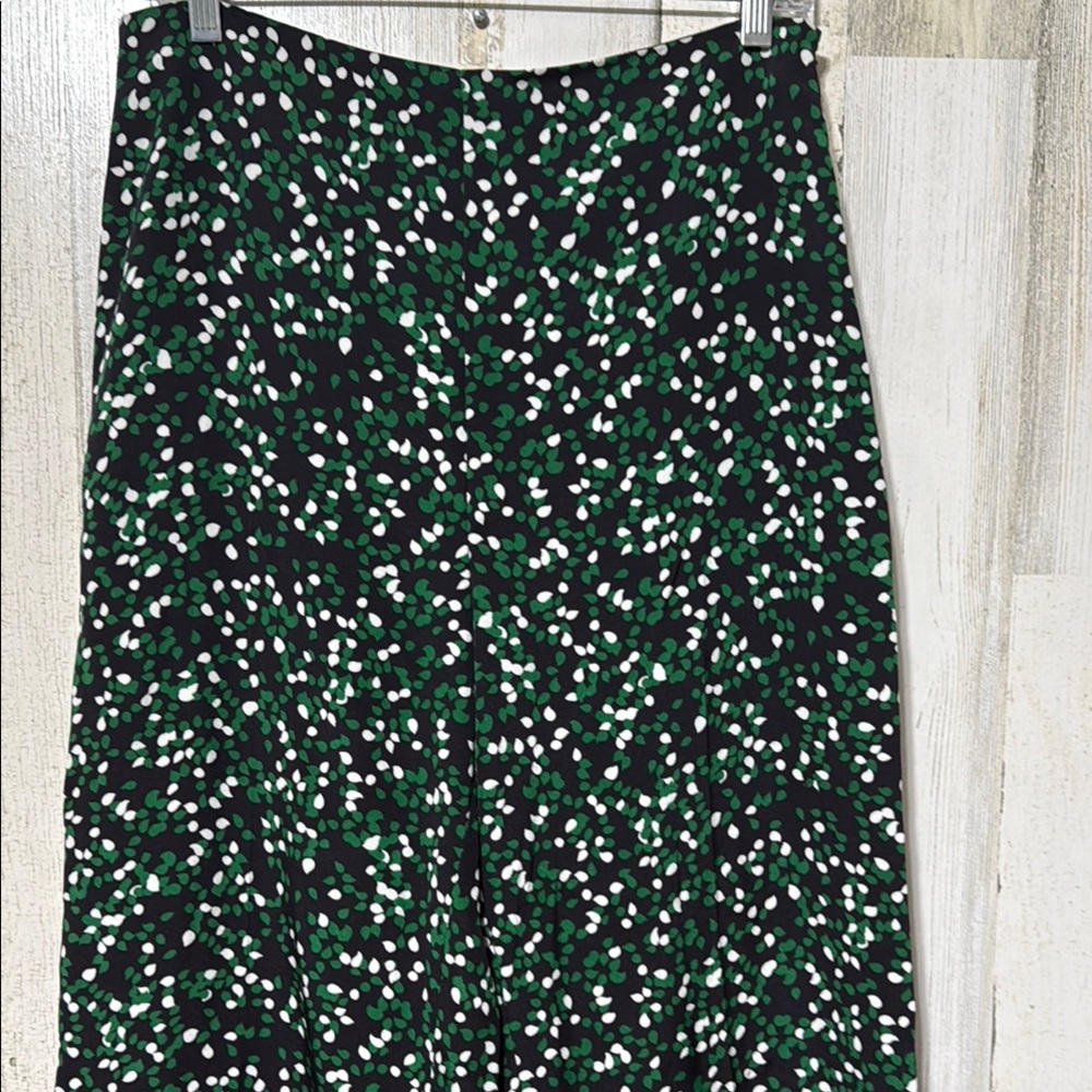 Diane Von Furstenberg Floral Green Black White Wide Leg High Rise SILK Pants - Picture 5 of 13